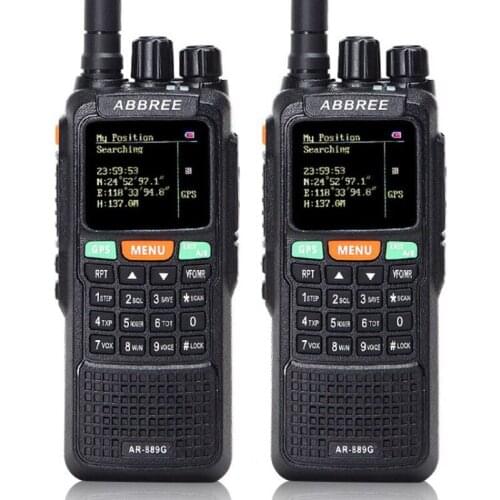 2PCS AbbreeE AR-889G Walkie Talkie 10W GPS SOS Night Backlight Duplex cross band Repeater portable Ham Two-Way Radio CB Radio