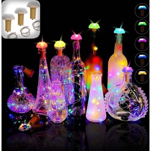 3/1 Pcs Colorful LED Lights Holiday Lighting Solar Fairy Lights LED Solar Waterproof Wine Bottle Lights Wedding Christmas Decors