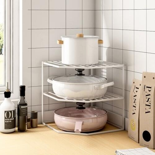 3-Tier Metal Corner Counter Shelf and Cabinet Organizer Storage Rack for Kitchen Home Pantry Organization Office Countertop