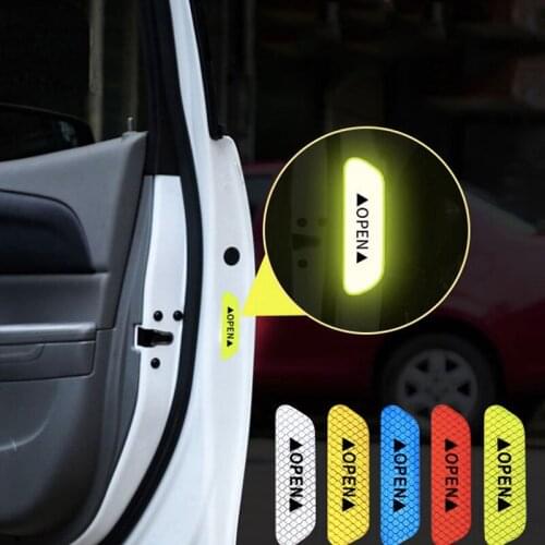 4Pcs/Set Car Door Stickers Car OPEN Reflective Tape Warning Mark Reflective Open Notice Bicycle Accessories Exterior