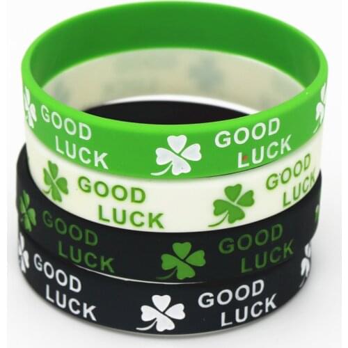 4PCS New Fashion Clover Good Luck Silicone Wristband Black Green White Silicone Rubber Bracelets&Bangles Women Men Adults SH167