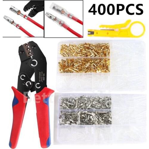 400PCS Car Auto Motorcycle Bullet Terminals Crimp Terminals Electrical Wire Connectors Bullet Connectors SN48B Crimping Kit