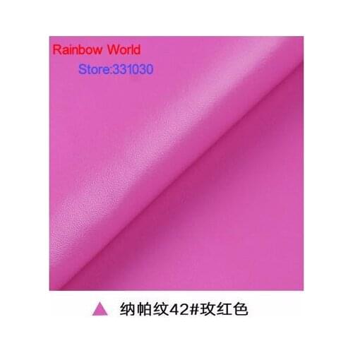 42# rose High Quality Nappa Stripes vein grain PU Leather fabric for DIY sofa bed shoes bags Garment material(138*100cm)