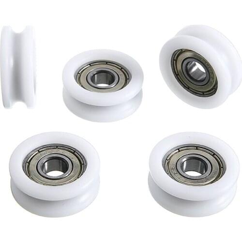 5pcs Ball Bearings 8*30*10mm Nylon Plastic Embedded High Carbon Steel 608 U Groove Ball Bearing Guide Pulley For Mobile Doors