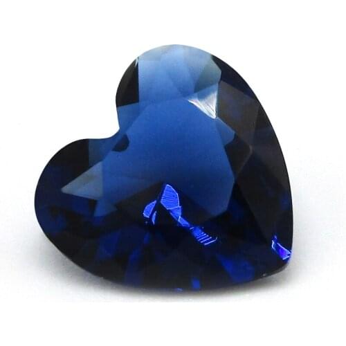 50pcs/Lot Size 3x3mm 4x4mm 5x5mm Heart Cut Loose Blue Glass Stone Synthetic Gems For Fashion Jewelry