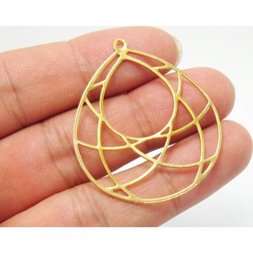 Brass drop charm Brass earring findings 43x37x0.7mm brass necklace pendant -6pcs R1361