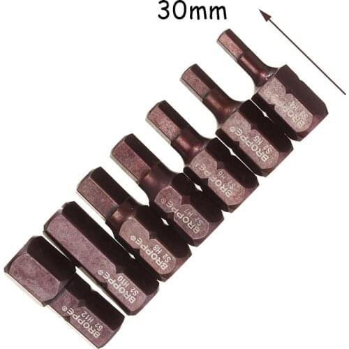 7pcs T20-55 30mm Magnetic Torx Screwdriver Bit S2 Steel 10mm Hex Shank For Impact Screwdriver T20/T25/T30/T40/T45/T50/T55