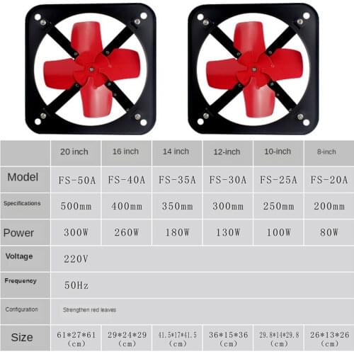 8/10/12 inch Powerful Industrial Ventilation Extractor Metal Axial Exhaust Commercial Air Blower Fan for Kitchen Bedroom