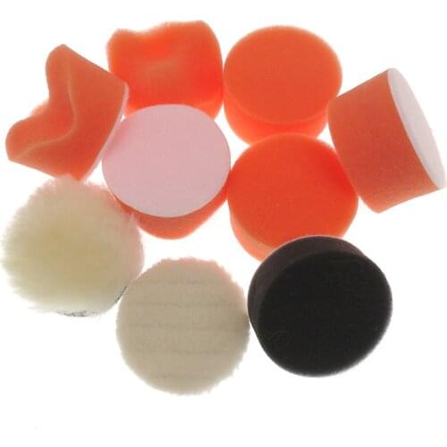 9Pcs/Set Polishing Sponge Round Sponge Polishing Pad For Polisher Sponge Wax Shaped Sponge Foam Cotton 2 Inch Car Accessories