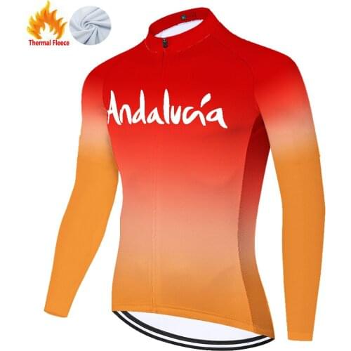 Andalucia Winter Thermal Fleece Camiseta Jersey Uomo Velo Masculina Hombre Masculino Maillot Camisa Ciclismo Maglia Ciclismo