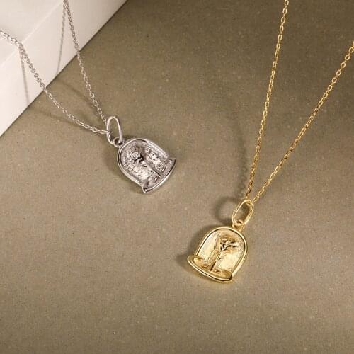 Real 925 Sterling Silver Rose Flower Necklaces For Women Mothers Day Gift , Elegant Female Pendant Necklace Neck Chains Jewelry