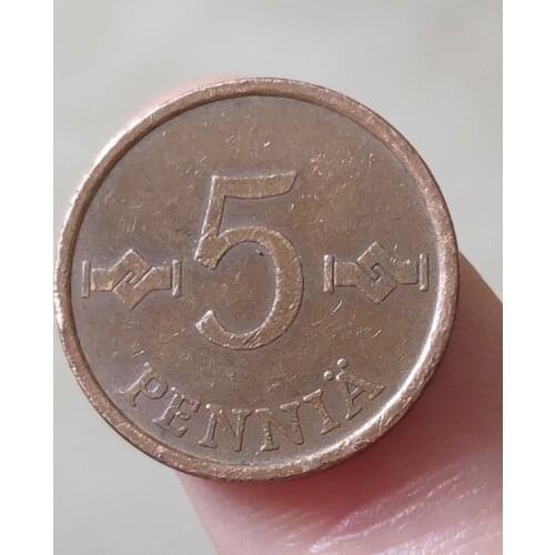 Finland 5 Pennia 18mm Coins Eu Edition Europe 100% Real Original Used Coin Old Random Year