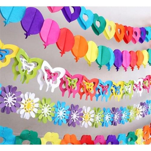 Colorful Paper Garland Valentines Day Kids Birthday Party Banner Flag Wedding Hang Pennants Wedding Banner Decor Supplies flags