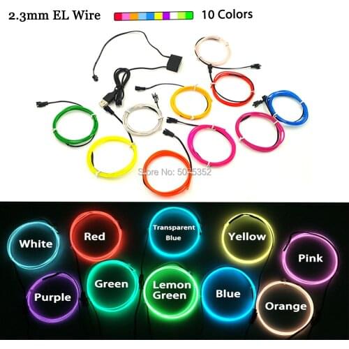 GZYUCHAO EL 2.3mm Flexible EL Wire Rope Tube 5VUSB Steady On Glow Neon Light Lamp Waterproof Led Strip For Computer Stage Decor