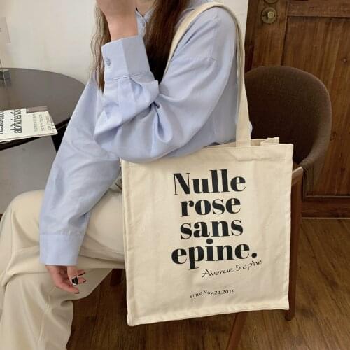 Canvas Bag Women Vintage Letter Print Shoulder Bag Casual Shopper Bag Student Handbag Book Bags Bolsa Feminina Bolsos Women Bag