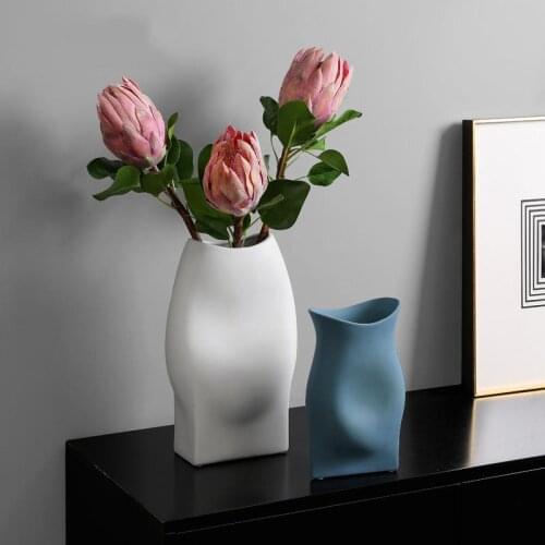 Nordic Creative Imitation Fish Mouth Ceramic Vase Decoration Dried Flower Flower Arrangement Living Room Desktop Soft Decoration