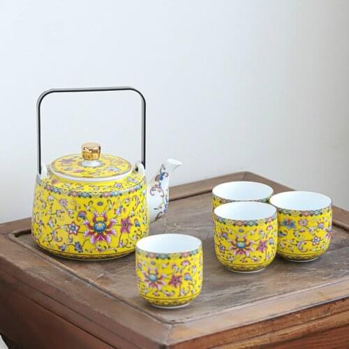 China Ceramic Teapot Household Kung Fu Tea Set Loop-Handled Teapot Large Capacity Teapot Kettle tea pitcher jug water jug