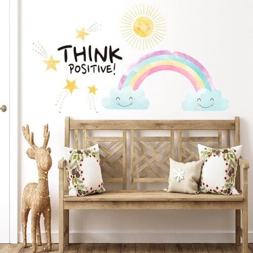 Zollor Sunlight Rainbow English Letter Simplicity Wall Sticker Bedroom Living room Study Creative Decoration Stickers Removable