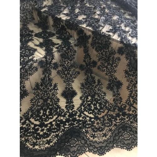 Fashionable African beaded lace fabric Top grade embroidered lace fabric SYJ-72682 with sequins