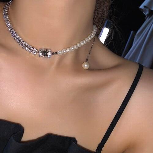 Fashion Pearl Rhinestone Choker Necklace For Women 2020 New Jewelry Party Collares Wholesale