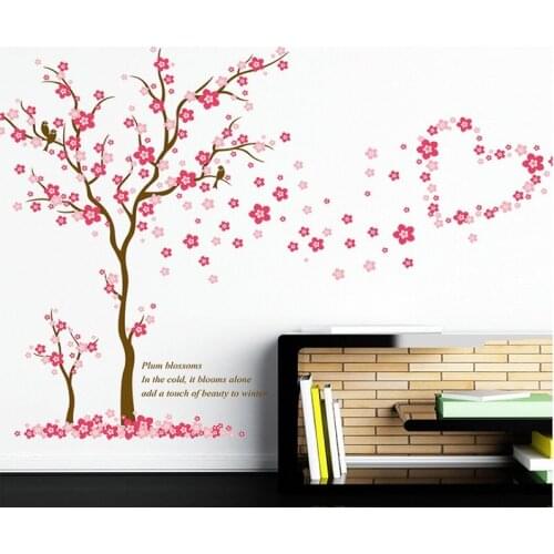Beautiful Blooming Plum Flowers Tree Wall Stickers For Shop Office House Decoration Diy 3d Plant Wall Mural Art Home Decals