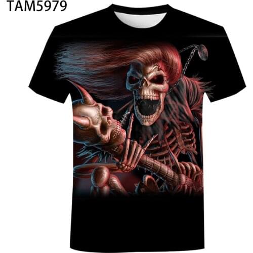 New 3D T-shirt Mens and Womens Skeletons Summer Short Sleeve Top Youth Childrens Street Style Gothic Halloween Costume