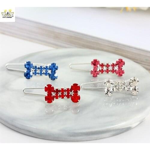 New Fashion Cartoon Trend Rhinestone Dog Bone Hair Clip Pet Copper Diamond Jewelry Long-Haired Dogs Short-Haired Cat Universal