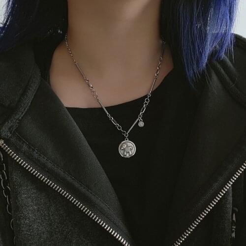 S925 Sterling Silver Necklace for Women Korean Retro Thai Silver Pony Round Necklace Jewelry Wholesale