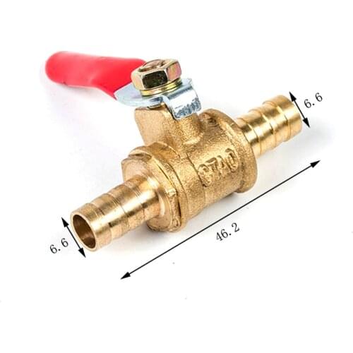 6/8/10/12mm Hose Barb Red Handle Pagoda Brass Water Oil Air Gas Fuel Line Shutoff Ball Valve Pipe Fittings