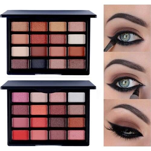 Eyeshadow Palette 16 Colors Smudge-Proof Shimmer Matte Eye Shadow Powder Waterproof Makeup Cosmetic