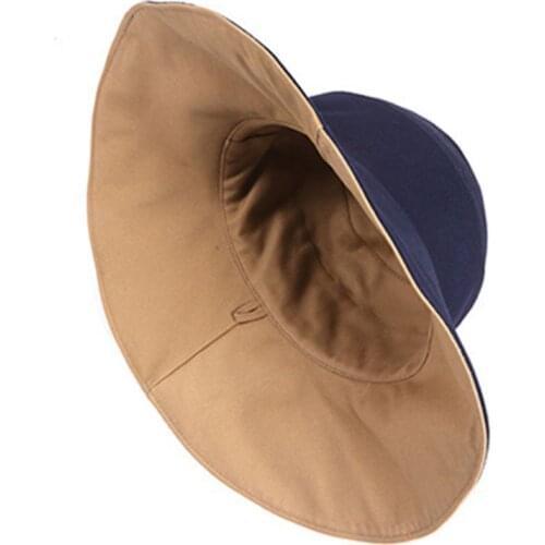 Women Wide Brim Foldable Fashion With Chin Strap Portable Double Side Bucket Hat Spring Summer Durable Shopping Soft Breathable