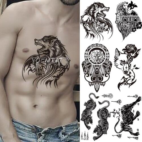 Yin Yang Lion Dragon Totem Waterproof Temporary Tatto Sticker Maori warrior Flash Tattoo Body Art Arm Fake Sleeve tatoo