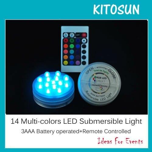 BLUE COLOR 14 Led Remote controlled Submersible Led Light Waterproof Candle Lamp Floralytes
