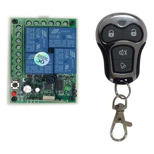 RF DC24V 12V 4CH RF 10A relay Wireless Remote Control lighting Switches transmitter receiver 433mhz /315mhz radio