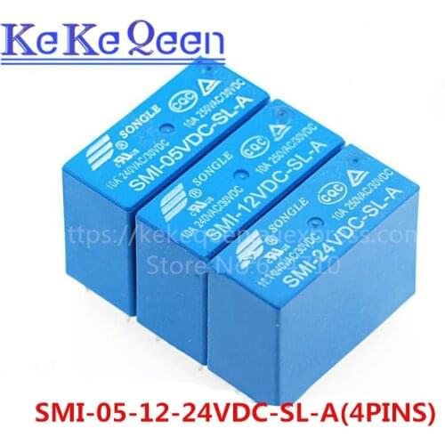 SMI-05VDC-SL-A SMI-12VDC-SL-A SMI-24VDC-SL-A Power Relays 5V 12V 24V 10A 4PIN Relay A group of normally open New and Original