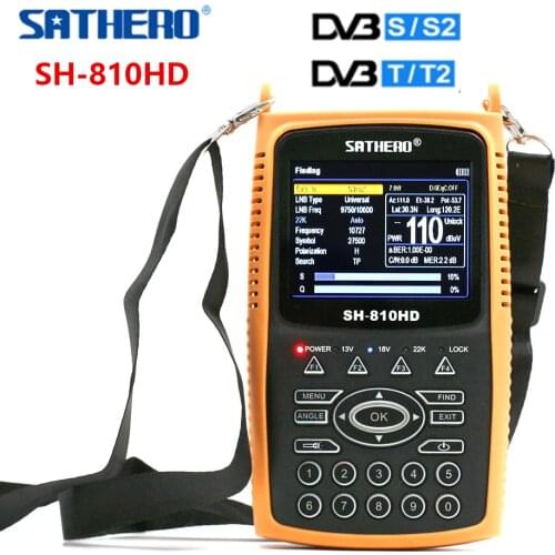 Sathero SH-810HD DVB-S2 DVB-T2 Combo Digital Satellite Finder Meter Support CCTV 3.5 inch TFT LCD Screen 8PSK 16APSK 810HD