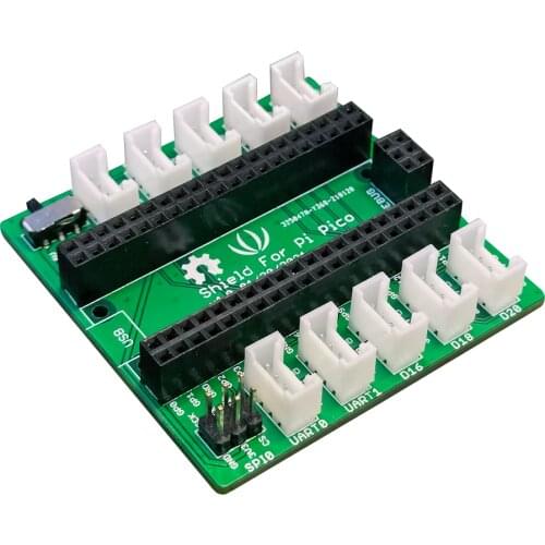The Grove Shield for Pi Pico v1.0 is a plug-and-play shield for Raspberry Pi Pico