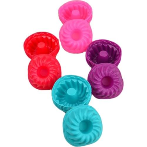 6 Adet Mini Silikon Kek Kalını Yanmaz Yapışmaz Muffin Cup Kek Kalıbı Göbekli Borulu Fırın Küçük Porsiyonluk Rengarenk Kalıp