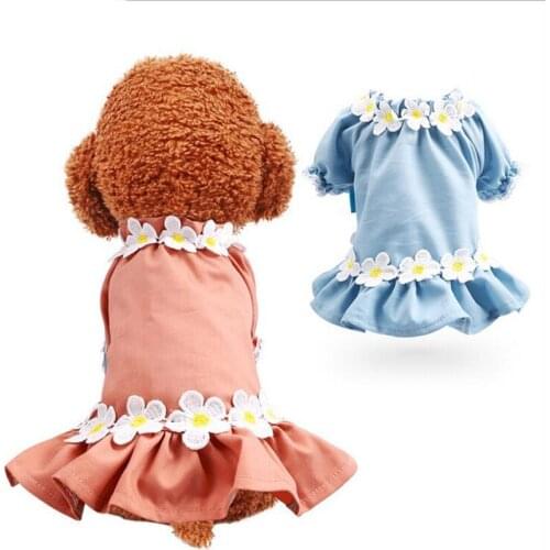 Puppy Spring Summer Dresses for Dogs Clothes Cute Frangipani Cardigan Skirt Dress Princess Dog Coat Clothes Pet Apparel Supplies