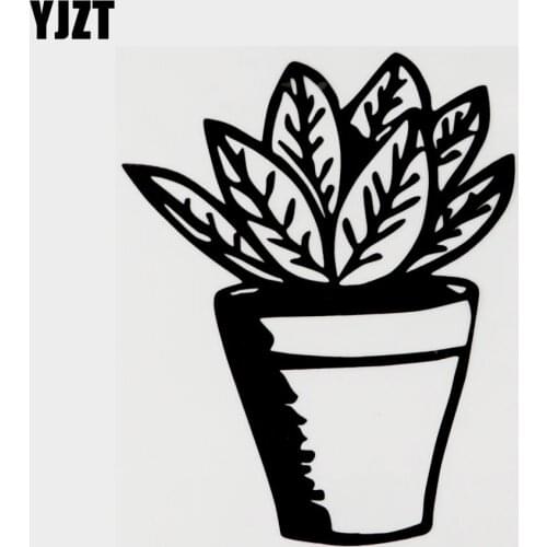 YJZT 12.5CM×15.4CM Pretty Flower Plant Pot Black/Silver Decal Vinyl Car Sticker 18B-0001