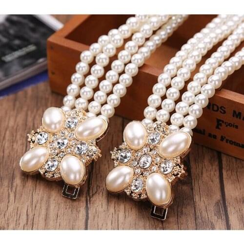 2019 New Beautiful Shiny Luxury Exquisite Pearl Womens Belt With Rhinestone Match Female Belts Accessories Dress waist belt