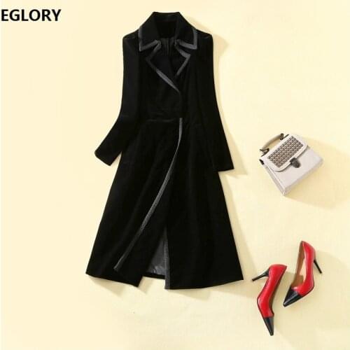 Top Quality New 2020 Autumn Winter Long Coats Outerwear Women Striped Color Block Patchwork Covered Button Black Overcoat Female