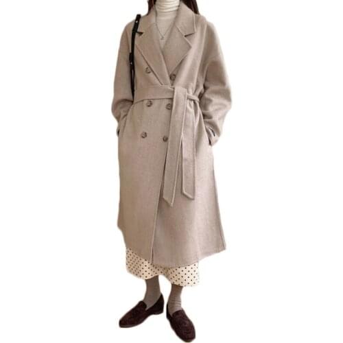 WSYORE Autumn and Winter New Double-breasted Double-Breasted Cashmere Coat Women Loose Large Size Wild Long Wool Jacket NS2860