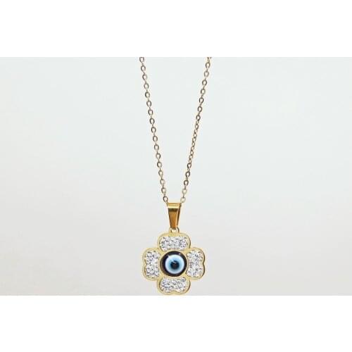 Stainless Steel Evil Eye Necklace For Women New Designers Heart Crown Four Clover Pendant Aesthetic Jewelry Charm Goth Wholesale