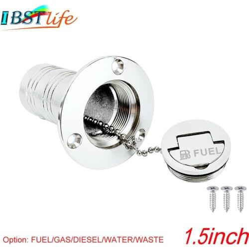 1.5" 38mm Deck Filler Fill FUEL GAS DIESEL WATER WASTE stainless steel 316 Keyless Cap boat Hardware accessories Socket yacht