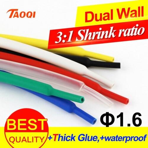 1meter/lot Heat Shrink Tube 1.6mm Adhesive Lined 3:1 ratio 1/16 inch Dual Wall Tubing with Glue Waterproof Wrap Wire Cable kit
