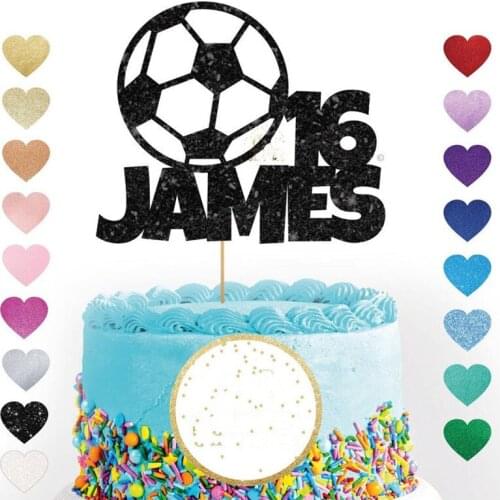 2020 Custom Football cake topper, football party birthday glitter cake topper personalised cake decoration any name any number