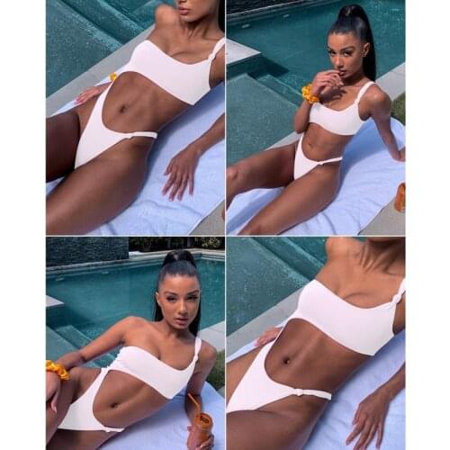 2021 European and American new swimwear sexy hollow one-shoulder one-piece triangle bikini swimsuit women thong bikini