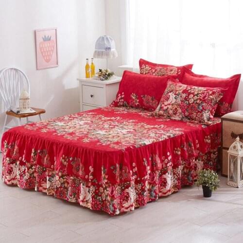 37) 150x200cm Floral Fitted Sheet Cover Graceful Bedspread Lace Fitted Sheet Bedroom Bed Cover Skirt Wedding Housewarming