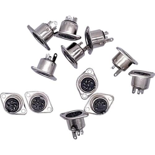 5Pcs Computer Keyboard Plug DIN S Terminal Connector 3P4P5P6P7P8P Female Socket Mount adapter SOLDER MIDI cable connector